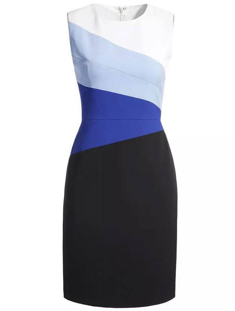 White House Black Market Contrast White Round House Neck Sleeveless Dress - 2